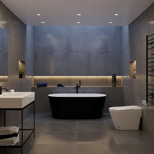 ANZZI Chand 59 In. Acrylic Flatbottom Freestanding Bathtub In Black/white