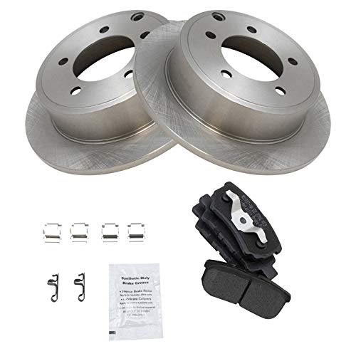 Image of TRQ Rear Brake Pad and Rotor Set Semi Metallic Solid