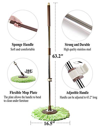 Oshang Easywring Spin Mop And Bucket - Hand-Free Wringing Floor Cleaning Mop - 4 Washable & Reusable Microfiber Mop Heads Included - Wet Or Dry Usage On Hardwood, Laminate, Tile, Stone #TOP3