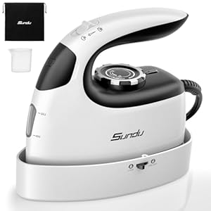 Sundu Mini Travel Iron with Steam,1000W Portable Non-Stick Soleplate Steam Samll Iron for Quilting & Sewing,300 Microsteam Holes,90ml water tank,lockable safety base,Digital Temperature Control