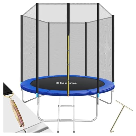 tectake® Trampoline de Jardin Extérieur Ø 244 cm Trampoline Rond avec Échelle, Filet de Protection & Tour rembourré, Enfants Adultes Certifié GS pour Une Sécurité Maximale