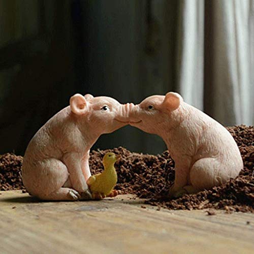Sculpture cochon décorative artisanale en résine de qualité supérieure