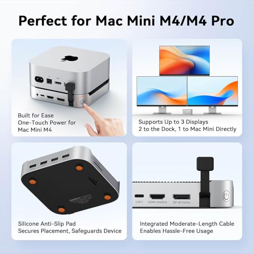 Image of TobenONE 13-in-1 Mac mini M4 Dock with 8TB SSD Enclosure, Mac mini M4 Hub Stand for Mac mini M4 /M4 Pro 2024, 4K@144Hz DP, 4K@60Hz HDMI, 5 USB (Max 10Gbps), SD /Micro SD, Audio, One-Touch Power Button