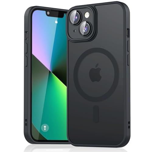 Oumida Coque Magnétique pour iPhone 13, Protection Antichoc Étui Mat Translucide, Coque avec MagSafe pour iPhone 13, Noir
