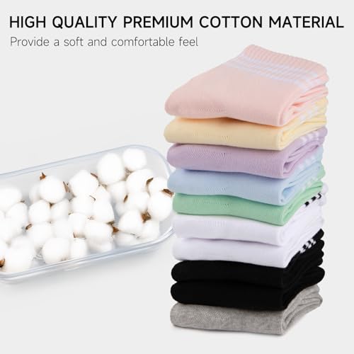Heatuff Womens Ankle Quarter Socks Cotton Striped Athletic Casual Mini Crew Socks for Women (5 Pairs)3