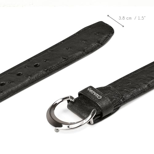 Cuadra Black Ostrich Leather Belt, Western Style, 1.69 inches Wide4