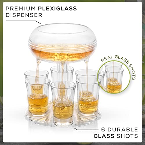 image for JoyJolt 6 Shot Glass Dispenser and Glass Set. 32oz Liquor Dispenser fo