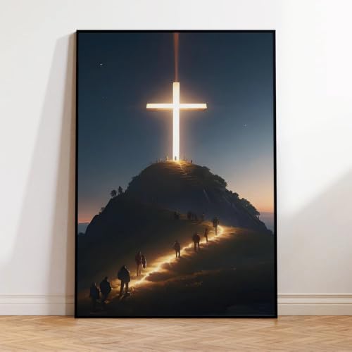Cuadro de la Cruz sin marco de 60x100cm, lámina de lienzo lista para enmarcar