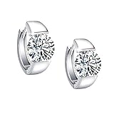 Small Huggie Hoop Earrings, Fine Cuff Earrings Platinum Plated Silver Hoop Earrings Cubic Zirconia For Women Teen Girls Gift