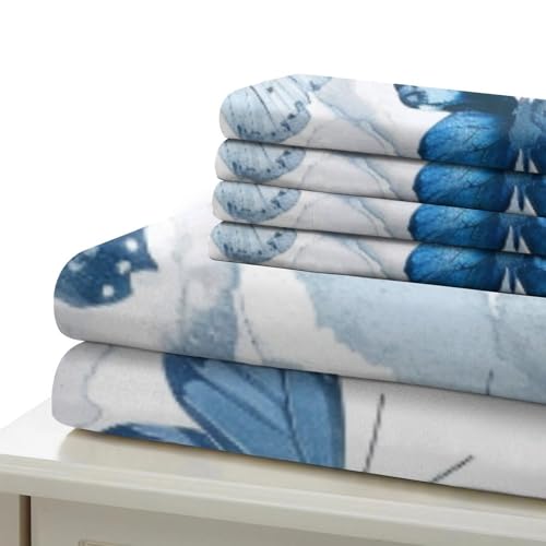 Parure de couette papillons 3D microfibre 135x200cm avec taie d'oreiller lit single