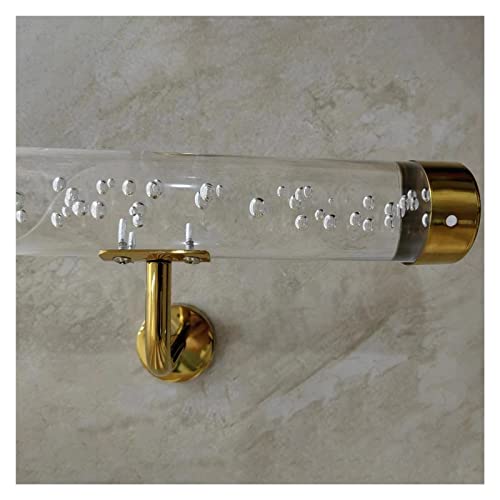 Escalera de acrílico transparente antideslizante para interiores, kit completo con soporte dorado de 120 cm