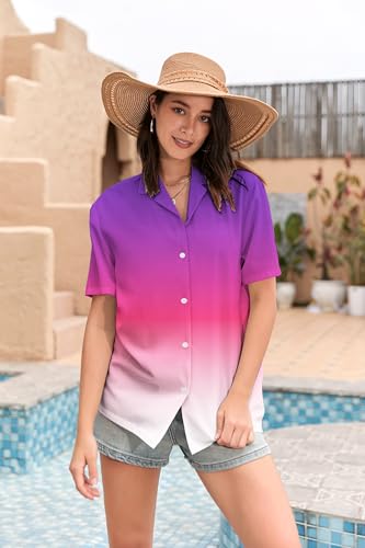Image of SANGTREE Girls & Women's Hawaiian Shirts Button Down Short Sleeve Floral Tropical Shirt Beach Vacation Blouse Tops