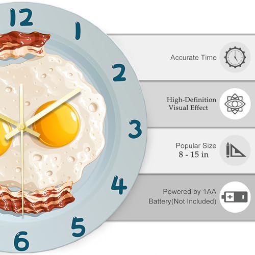 Reloj de Pared Huevos Fritos - Silencioso, Analógico miniatura 7