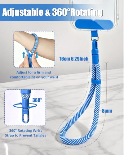 Image of VVAAGG Phone Lanyard, Phone Wrist Strap for Case, Hand Wrist Strap 2 Pack | Adjustable Cell Phone Lanyard, Self-Locking 2-Color Braided Phone Strap, Anti-Lost Wristlet Lanyard with Tether Tabs