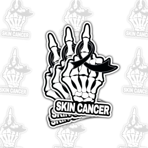 (3pcs-3in) Fuck Skin Cancer Stickers Black Ribbon Warrior Support Gift