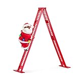 Mr. Christmas Miniature Super Climber Musical Animated Christmas Decoration, 17 Inch, Plush Black Santa