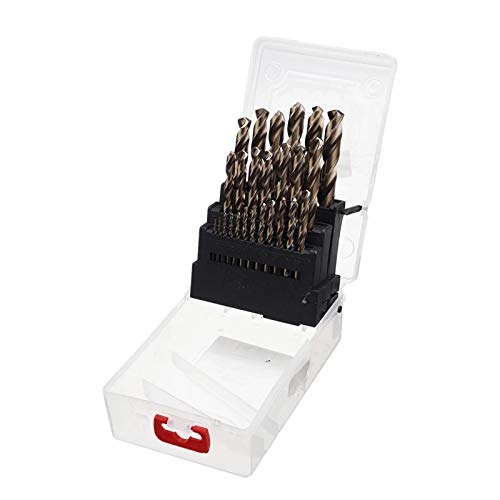 Carbide Milling Cutter HSS-Co M35 Cobalt Straight Shank Twist Drill Power Tool Accessories, with Plastic Case, for Drilling Metal Stainless Steel (Color : 25pcs)