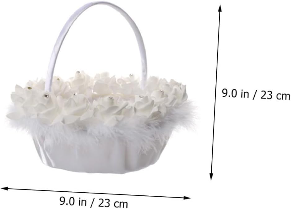 Wedding Flower Basket for Bride and Flower Girl White Handheld Delicate Wedding Supplies Basket Elegant Ceremony Ornament