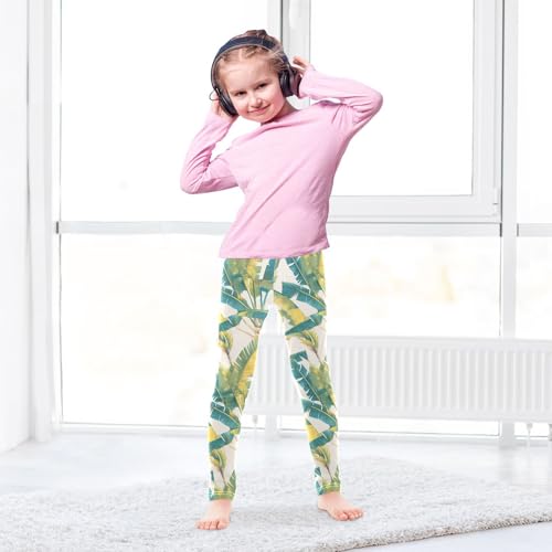 KLL Tropical Banana Leaf Girls Cotton Leggings Stretch Full Length Yoga Pants Sports4