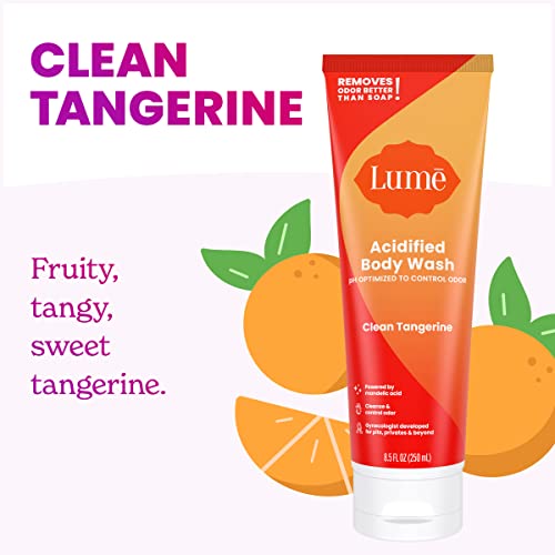 Lume Acidified Body Wash - 24 Hour Odor Control - Removes Odor Better Than Soap - Moisturizing Formula - Sls Free, Paraben Free - Safe For Sensitive Skin - 8.5 Ounce (Clean Tangerine) #TOP2