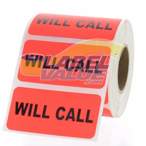 LabelValue.com | WILL CALL Inventory Labels 2" x 1" 500 Labels Per Roll