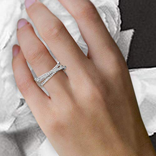 Samie Collection Intertwined Crossover Statement Anniversary Ring with 0.2ctw CZ in Silver Tone Rhodium Plating Fashion Jewelry3