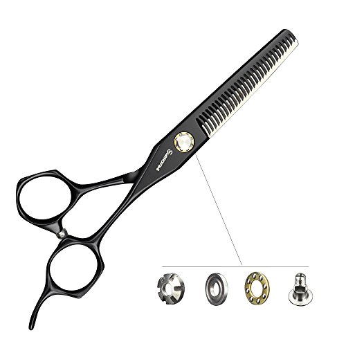 Black Hairdressing Scissors Professional Hair Scissors Pure Handmade 6 Inches (Cutting+Thinning) - Image 3
