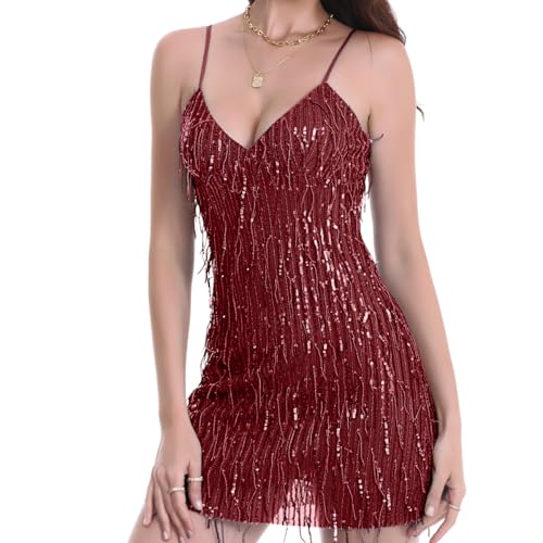 Image of women'Lace Tassels mini Dress Slip Sleeveless Party Club Dress