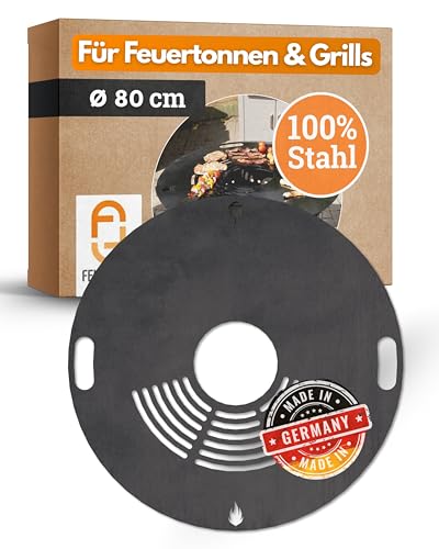 Feuerfest 123 Grillplatte rund aus Feinkornstahl mit 80 cm Durchmesser