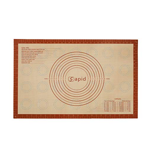 Sapid Non Stick Silicone Pastry Mat Macaron with Measurements(17.5"x 27") Non Slip and Easy Clean for Large Silicone Baking Mats, Pizza/Rolling Dough/Pie Crust/Cookies Mat, Countertop Mat(1,Red)