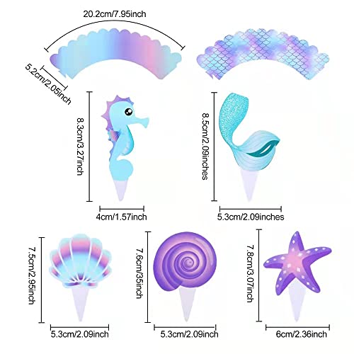 Yominy YM29529378675S Mermaid Cupcake Toppers And Wrappers thumb #3