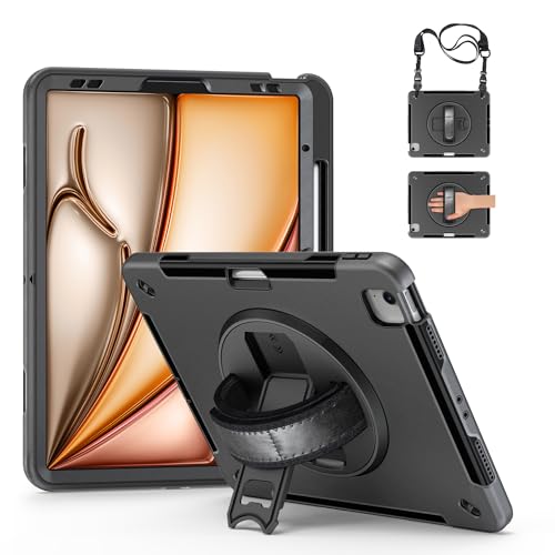 Coque protection iPad Air 13 M3 robuste antichoc noire avec support