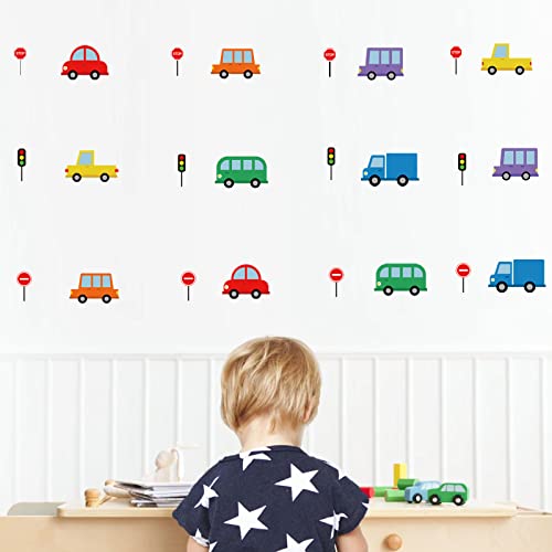 Cartoon Car Wall Sticker Vehicle Wall Decal Peel Removable Structure Decal Decor For Kids Boys Bedroom Nursery Classroom Living Room Decor #TOP1