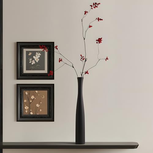 Kaolirra White Ceramic Vase, Jingdezhen Porcelain Vase for Entryway, TV Cabinet, Wall Niche Decor, Elegant Home Decor, Ideal Gift for Women (Black, Large)