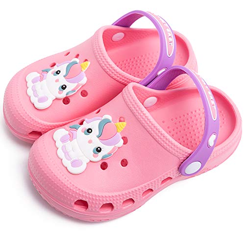 eccbox Toddler Little Kids Clogs Cute Lightweight Garden Shoes Non-Slip Boys Girls Slide Sandals Summer Beach Water Shower Pool Slippers