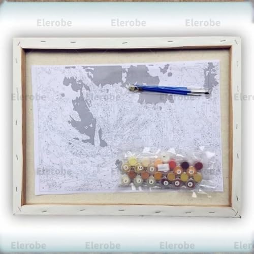 Elerobe数字油絵 DIYペイントキット 40×50cm 橋デザイン 手塗りアート デジタル塗り絵 初心者向け ホーム オフィス装飾用 フレームなし 安心してご購入ください (具体的な製品寸法については寸法図をご参照ください) (風景です16) [並行輸入品] [4]