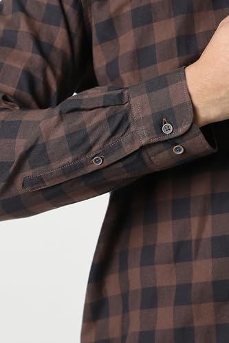 Image of Peter England Men's Checkered Cotton Shirt | Smart Casual | Full Sleeves