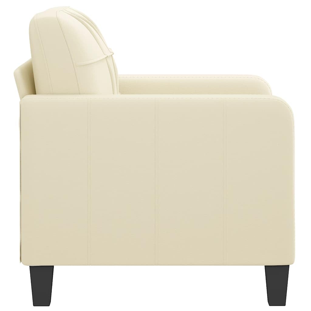 Sillón Cuero sintético Crema 60 cm Butaca Orejera con Respaldo Alto, Sofá Individual con Reposabrazos, Sillón Lounge para Salón, Dormitorio y Balcón
