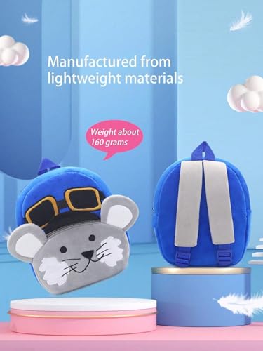 Image of blue tree Cute Kids Backpack Toddler Bag Plush Animal Cartoon Mini Travel Bag for Baby Girl Boy 1-6 Years, Ideal for Gifting for Kids