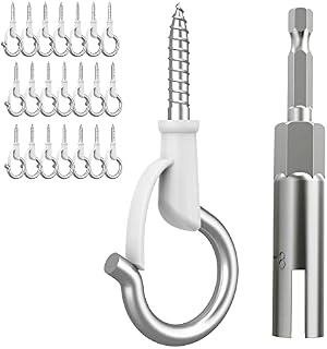Blifula 304 Stainless Steel Q-Hanger Hooks with Screw, Christmas Lights Hooks for Outdoor Hooks for String Lights and Garage New Year Party Fairy Lights Hooks (22 pcs+1 pcs)