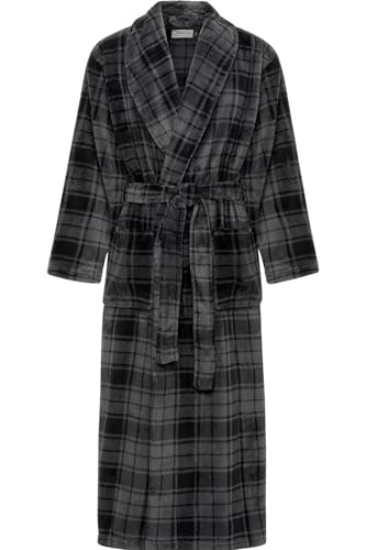 Alexander Del Rossa Long Mens Robe Full Length Big and Tall Bathrobe for Men, Gray Plaid Medium (A0124R40MD)