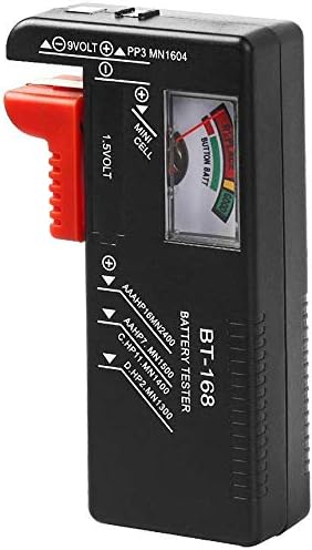 Battery Tester for AA/AAA/C/D/9-volt Rectangular and Button Cell Batteries (BT-168 Black) - 1 pcs