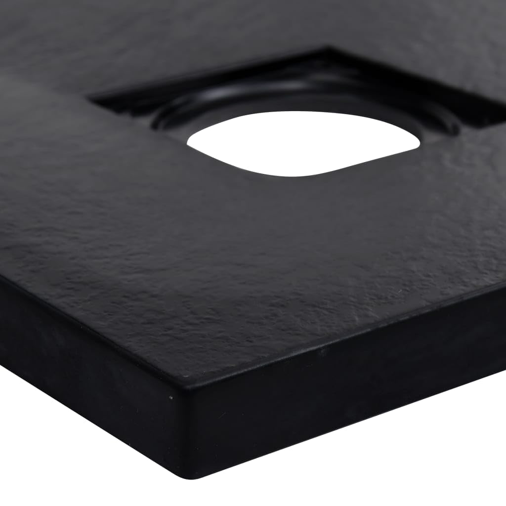 vidaXL Plato de Ducha Base Pie Receptáculo Aseo Cuarto de Baño Esquina Suelo Antideslizante Duradero Extraplano Resina SMC Negro 90x90 cm