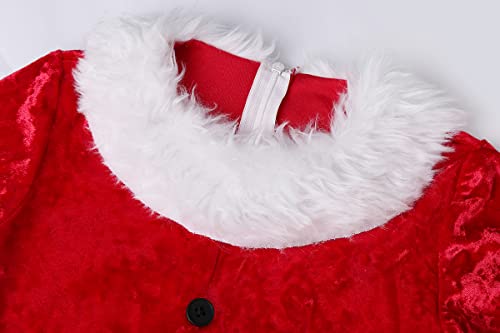 Getyothtop Girls Christmas Costume Little Girls Santa Suit Dress Outfit For Kids Xmas Cosplay Party (Red, 4-5 Years) #TOP2