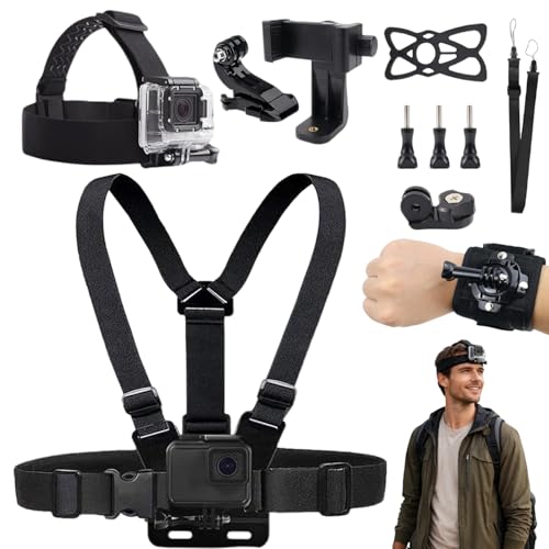 Action Kamera Zubehör Set, Action Kamera Brustgurt Halterung Kit, Brustgurt Halterung Outdoor Sport Anzug mit Brustgurthalterung Handgelenkgurt Stirnband Halterung, Kompatibel mit den meisten Kameras Action Kamera Zubehör Set, Action Kamera Brustgurt Halterung Kit, Brustgurt Halterung Outdoor Sport Anzug mit Brustgurthalterung Handgelenkgurt Stirnband Halterung, Kompatibel mit den meisten Kameras