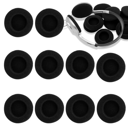 Ersatz Ohrpolster für Ohrhörer, 10 Stück 50mm Schwarz Ohrpolster Ersatz für Kopfhörer Schaumstoff Polster Ohrkissen Ersatz Earpads Audio Kopfhorer für Sennheiser Sony Philips Panasonic MP4 Headsets