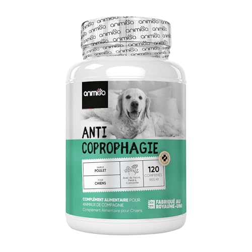 Anti Coprophagie Chien - 120 Comprimés Goût Poulet - Empêche Ingestion de Crottes, Confort Digestif, Haleine Fraîche - Enrichi en Yucca, Camomille, Persil, Probiotiques Chien & Enzymes Digestives