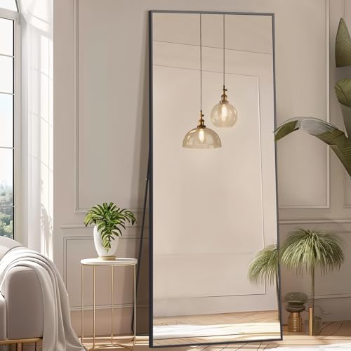 MELOMOIR 64"x21" Full Length Mirror, Freestanding Leaning or Hanging, Black