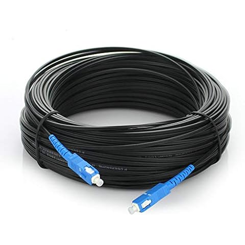 Jeirdus SC to SC 200Meters Outdoor Armored 9/125 Singlemode Fiber Optic Cable Jumper Optical Patch Cord FTTH FIOS Home SC/UPC to SC/UPC Cover
