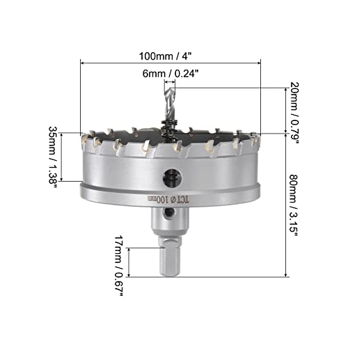 Harfington Metal Hole Saw Tct Carbide Cutter 100Mm / 4" Dia For Stainless Steel, Metal #TOP1